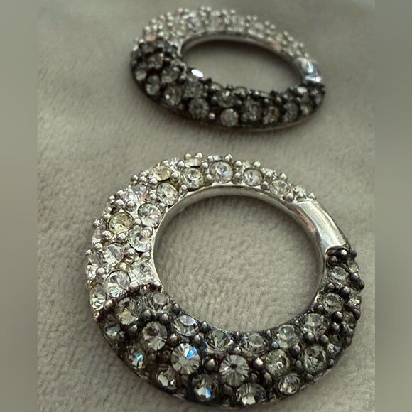 Nolan Miller Vintage Ombré Rhinestone Circle Earrings – Signed Designer Glam - Picture 17 of 17